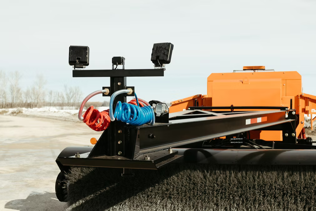 Snow Lynx RS-300 broom wheel and undercarriage detail